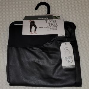 Time and Tru Black Faux Leather Leggings